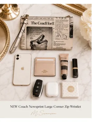 NEW Coach Newsprint Heritage Bundle Nolita 19 + Large Corner Zip Wristlet NWT thumbnail 15