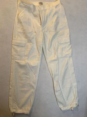 J.Crew Women's Ivory High-Rise Relaxed Cargo Jogger Pants Size 28 thumbnail 1