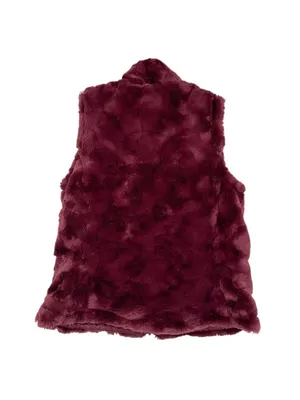 Nicole Miller Reversible Quilted Faux Fur Puffer Vest Wine Burgundy Medium NWT thumbnail 7