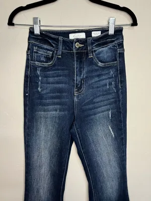 Kancan Ultra High Rise Super Flare Diana Distressed Denim‎ Jeans thumbnail 6