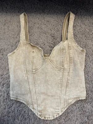 Denim Corset Style Top Tan thumbnail 2