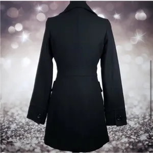 Anthro Tulle Dark Academia Navy Wool Blend Peacoat Minimalist City Chic Jacket S thumbnail 8