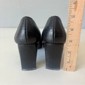 Stuart Weitzman Black Leather Pumps Mid Heels Square Toe Women's Size 7 B thumbnail 5