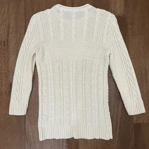 Lauren Ralph Lauren Cable Knit Sweater Womens XS Cream Linen Cotton 3/4 Sleeve thumbnail 3