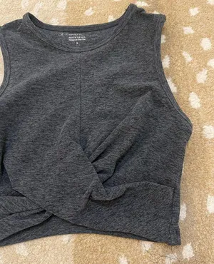Beyond yoga grey twist side high neck tank top women’s size small thumbnail 3