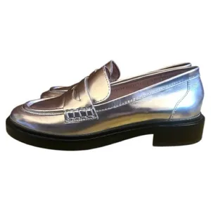 Madewell The Vernon Metallic Silver Leather Penny Loafers Size 6 thumbnail 9