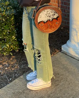 Green Crop Wide leg Jeans Size 25 thumbnail 2