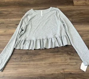 Altar’d State‎ Waffle Knit Ruffle Blouse XL NWT Thermal thumbnail 1