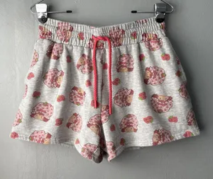 Strawberry Shortcake Sweat Shorts Size Large Gray Drawstring Lounge Novelty Cute thumbnail 1