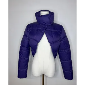 Coalition Purple Cropped Puffer Jacket M Statement Collar Designer Style Coat Size M thumbnail 2