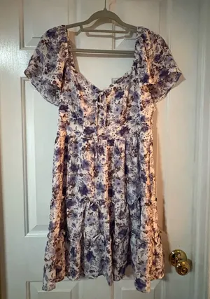 Francesca’s Purple and White Dress thumbnail 1