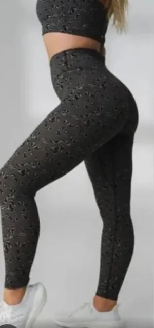 Vitality Storm Legging Black Gray Swirl Eclectic Psychedelic Workout Yoga Size M thumbnail 1