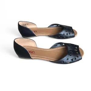 NWOT BONGO Women’s Black Laser-Cut D'Orsay Peep-Toe Flats Size 7M thumbnail 3