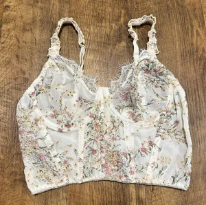 Y2K Mesh Floral Bustier Corset Crop Top Sz Medium thumbnail 1