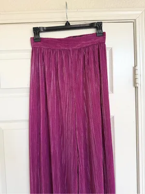 Sabina Musayev Revolve Tom Wide Leg Pleated Shimmer High Waist Pants Purple S thumbnail 3