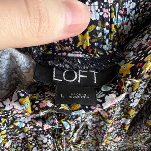 LOFT Paperbag Waist Cropped Flowy Floral Print Pants, Black/Multi, Size Large thumbnail 13