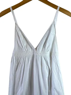 Saint Tropez White Cotton Boho Maxi Dress Lace Trim Strappy Lined Size M thumbnail 3