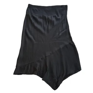 Anthropologie Black Satin Asymmetrical Handkerchief Hem Midi Skirt XL thumbnail 4