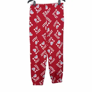 Dolly Parton Pajama Pants L Red I Love Dolly Heart Print Lounge Joggers Cozycore thumbnail 3