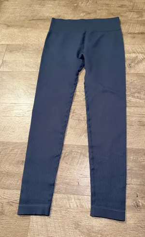 Unbranded Ribbed High Waisted Seamless‎ Leggings Slate Blue Size Large thumbnail 1