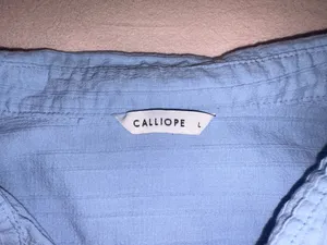 Cropped short sleeve button down top Blue Size M thumbnail 2