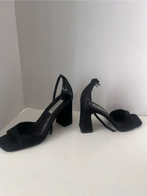 Steve Madden Black Strappy Square-Toe Block Heels thumbnail 5