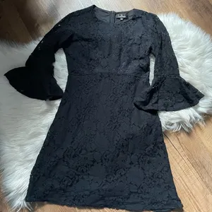 LULU’S Favorite Flair Black Lace Flounce Sleeve Dress thumbnail 3