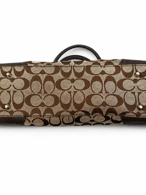 Vintage Coach Y2K Hamptons Signature Leather Satchel Brown Monogram Jacquard thumbnail 11