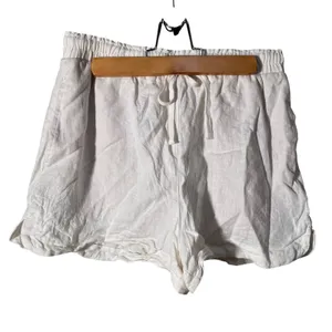 Stradivarius Women's Size Small Shorts Pull On Elastic Tie Waist Pockets White thumbnail 1