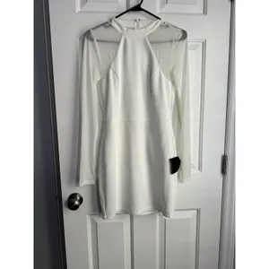 Women’s Lulu’s Living The Spotlight White Mesh Long Sleeve Mini Dress M Bride thumbnail 3