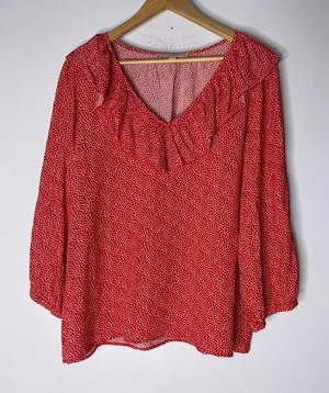 Loft‎ Valentine’s Day Heart Ruffle Long Sleeve Blouse Top M CP thumbnail 1