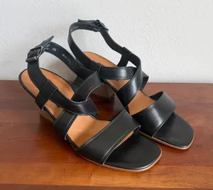Paul Green Black Leather Strappy Heeled Sandal Womens 6.5 Formal thumbnail 1