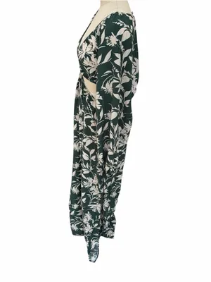 Abercrombie & Fitch Forest Green Floral Cutout maxi dress size large thumbnail 4