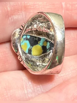 Silver Tone Ring Faux Turquoise No Size See Photos Southwestern Boho thumbnail 5