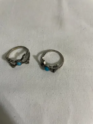 Silver Tone Fashion Jewelry Turquoise Arrow Wrap Rings Size 4 Lot of 2 thumbnail 4