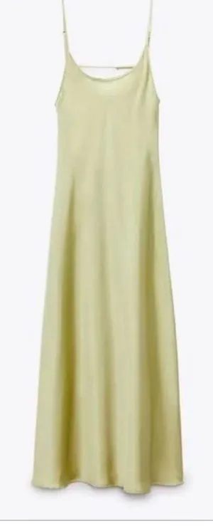 ZARA Dress Sage green Slip Midi Satin Effect Maxi Wedding Party thumbnail 6
