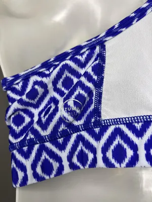 Zuma Blu Bikini Swim Top Womens Large Blue Ikat Racerback Athletic thumbnail 5