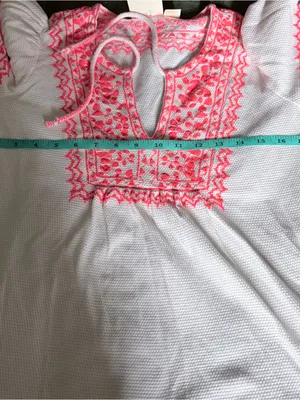 Maeve Anthropologie Embroidered Peasant Blouse White Pink Small thumbnail 9