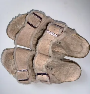 BIRKENSTOCK Shearling ARIZONA Sandal EU 39 Taupe‎ Suede Leather Sheepskin Y thumbnail 1