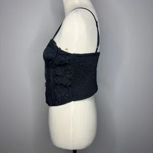 Miss Selfridge - Black Corset Like Top with Lace Details thumbnail 2