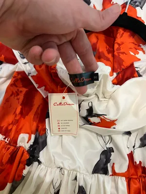 White Maxi Dress with Orange Floral Print and Cowl Neck thumbnail 5