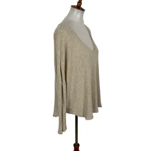 Urban Outfitters Cream V Neck Long Sleeve‎ Top Small Boho Slouchy Knit thumbnail 2