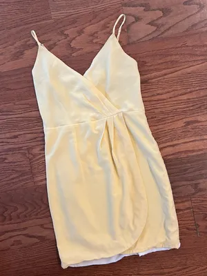 Lavender Brown Silk Wrap Mini Dress Size Small Butter Yellow Cocktail Wedding thumbnail 10