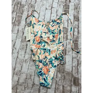 Tori Praver‎ Seafoam Swimwear Womens XS Peach Floral NWT Smocked One Piece thumbnail 2