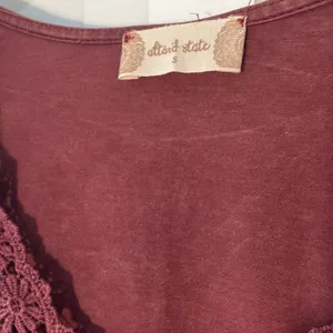 Altar'd State Burgundy Lace Crochet Trim Tunic Swing Top Fall Dark Goth thumbnail 3