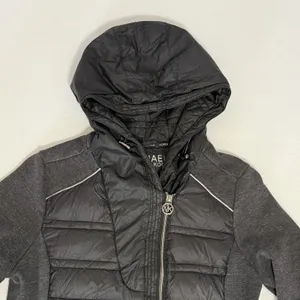 Michael Kors Black Knit-Sleeve Puffer Coat Hooded‎ Zip Up Women's Size Small thumbnail 8