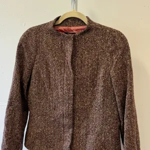 Vintage Philippe Adec Paris Wool Tweed Blazer Jacket Brown Burgundy Size 12 thumbnail 4