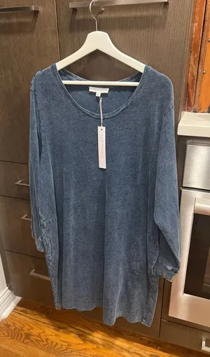 Jane and Delancey size 2XL denim blue knit fabric Dress Worn Look nwt thumbnail 1