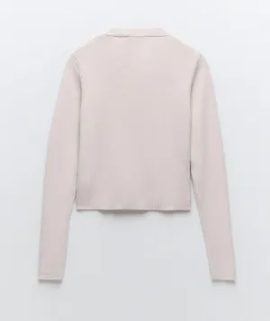 ZARA Beige Cropped Knot Cardigan Top Jacket thumbnail 4