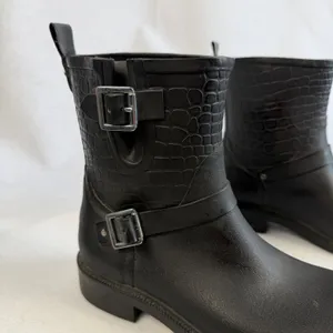 Sam Edelman Keigan Womens 8‎ Black Buckle Rubber Croc Embossed Rain Boots thumbnail 7